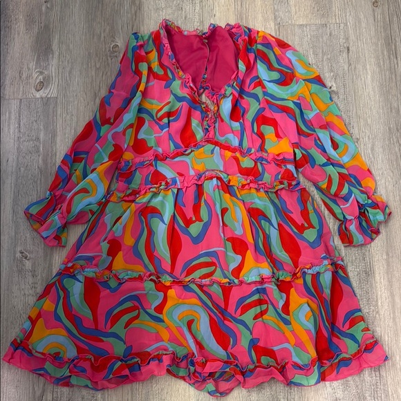 None Dresses & Skirts - Vibrant Multicolor Ruffle Dress